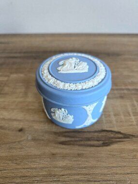 Wedgwood Blue and White Jasperware Lidded Trinket Box